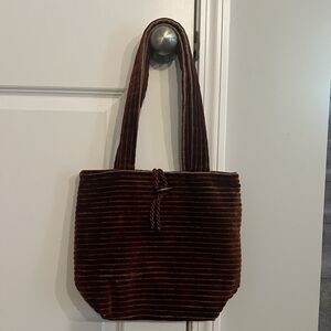 Shoulder Bag Women Corduroy Tote Velvety Rust Brown Fall
